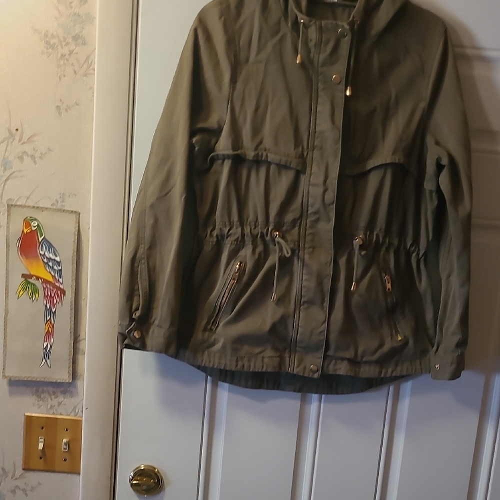 Divided Olive Utility Jacket with Hood